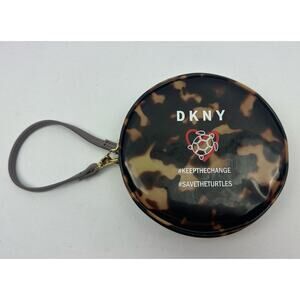 DKNY Save The Turtles Wristlet Purse Makeup Bag Handle Zipper Round 6”